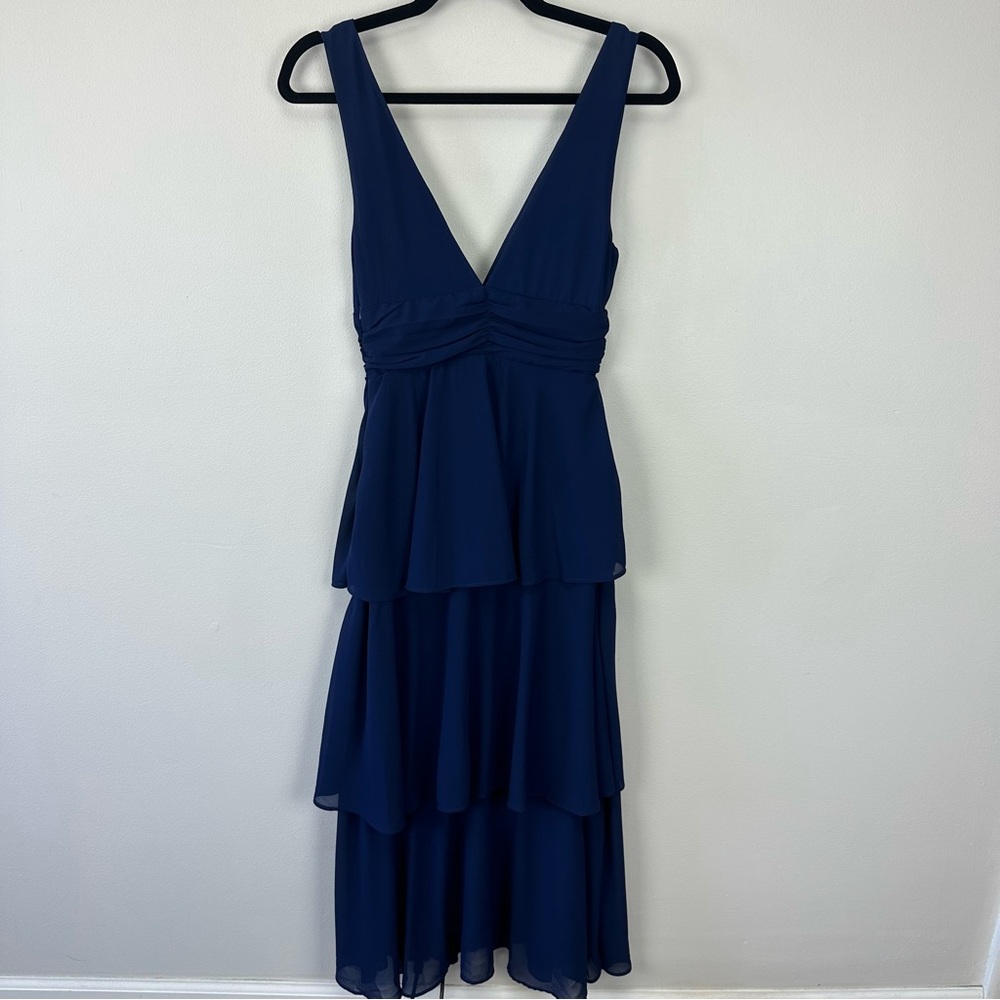 Lulu's Deep Blue Layered Midi Dress - Picture 6 of 12